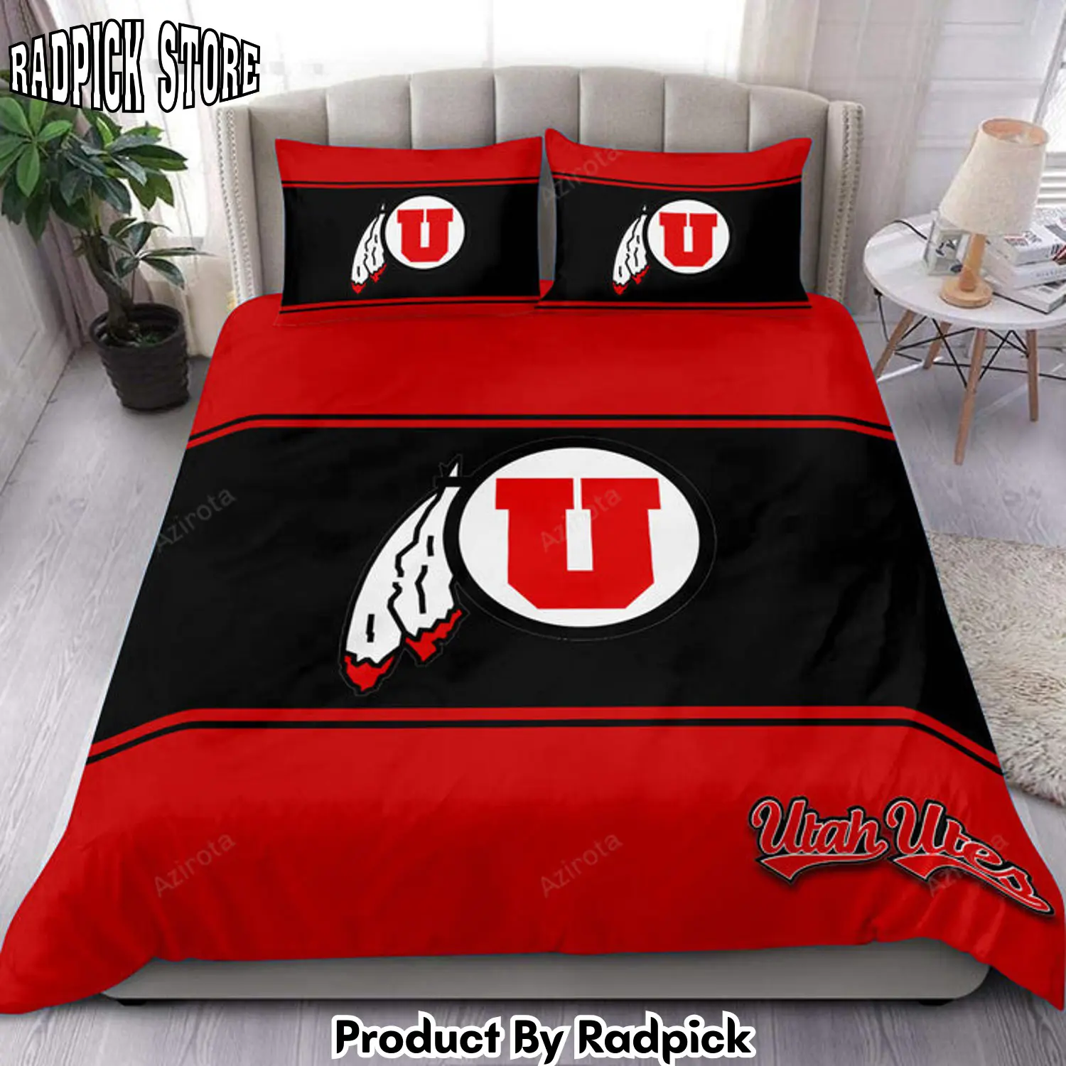 Radpick utah utes red black bedding set rp327570